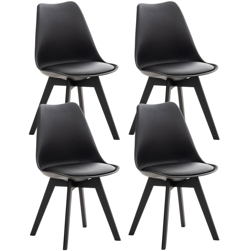 Set De 4 Sillas De Comedor Linares Negro/negro,Plástico