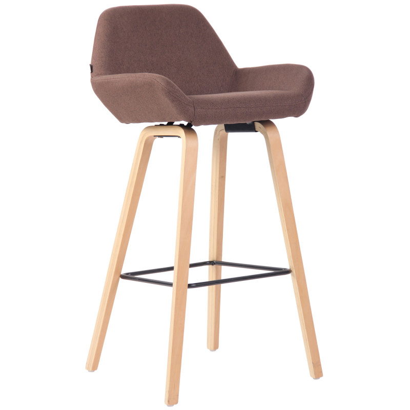 Taburete de bar Newnan de 4 patas con estructura de tela Marrón,Natural (roble)
