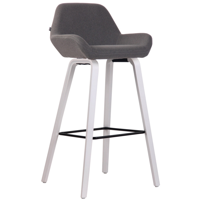 Taburete de bar Newnan de 4 patas con estructura de tela Gris oscuro,Blanco (roble)