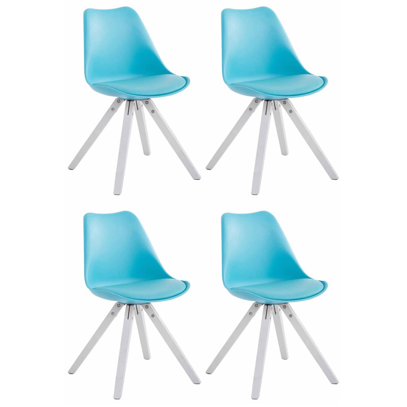 4er Set Stühle Toulouse Kunstleder weiß (eiche) Square